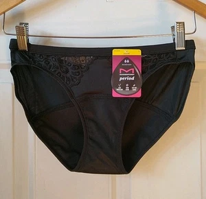 MAIDENFORM BLACK AND LACE PERIOD BIKINI PANTY, SIZE M - Picture 1 of 2