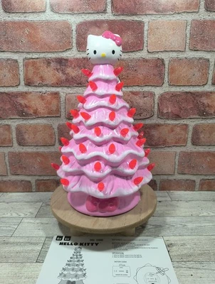 Sanrio Hello Kitty Ceramic 11.1" Christmas Tree Pink Lights Holiday New In Box - Image 1 of 4