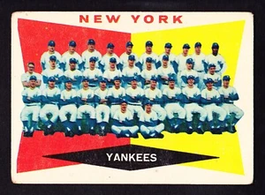 1960 TOPPS #332 N.Y. YANKEES TEAM CARD W/MANTLE/MARIS/BERRA/FORD UNMARKED - Picture 1 of 2
