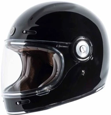 Casco Retro Torc Newport T1 Negro Brillante Estilo Vintage Cara Completa DOT XS-2XL Foto 1 de 4
