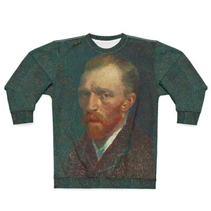 Vincent Van Gogh Made in USA Men's / Unisex Sweatshirt Face Portrait Green Night - Picture 1 of 19