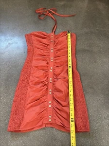 DRESS Free People Hold On mini halter dress red rust sz M NWT SPRING - Picture 1 of 11