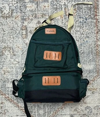 Vintage Canon Camera Professional Backpack - Canvas Travel Backpack Green - Image 1 of 2
