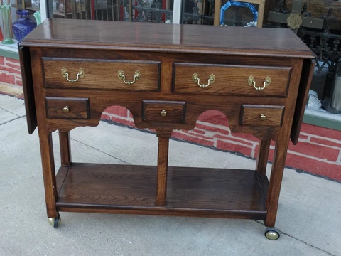 William & Mary English Oak Double drop leaf Buffet Table Sideboard with Drawers Cover