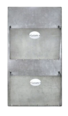 15.5" Silver Galvanized Two Pocket Letter Holder - Image 1 of 4