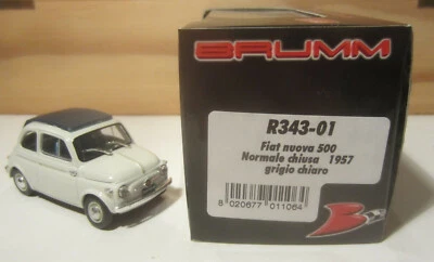 1531. BRUMM R343-01 Fiat Nuova 500 Normale Grigio chiaro/Grey chiusa/close 1957  - Immagine 1 di 4