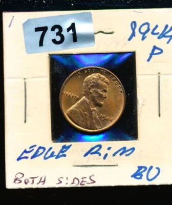 LINCOLN CENTS - 1944-P DOUBLE RIM ERROR - BU - #731 - Image 1 of 2