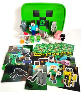 Minecraft Figure Bundle & Mob Head Figures Bundle With Lunch Box Stickers Set - Picture 1 of 14