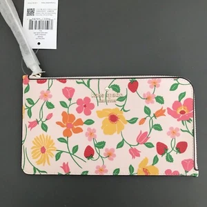 Kate Spade Wristlet Lucy Garden Medium L-Zip Pink/Multi NWT - Picture 1 of 18