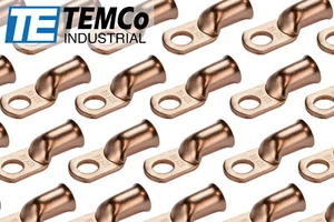 50 Lot 1/0 3/8" Hole Ring Terminal Lug Bare Copper Uninsulated AWG Gauge - Picture 1 of 7
