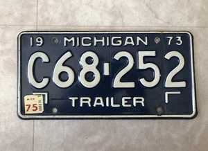 1973 Michigan Anhänger Nummernschild C68-252 Garage Wandbild Man Cave Tavern - Bild 1 von 2