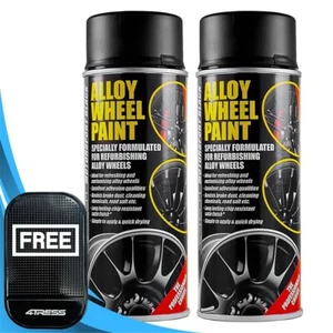 BLACK Alloy Wheel Spray Paint Car Wheels Refurbishment E-TECH 2x 400ml Cans.Mat? - Picture 1 of 11