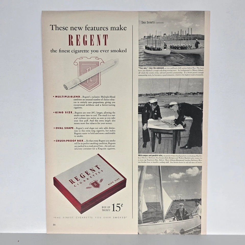 1940 Regent Cigarettes Vintage Anúncio Enrolado Tabaco King Size Mistura Múltipla - Imagem 1 de 1