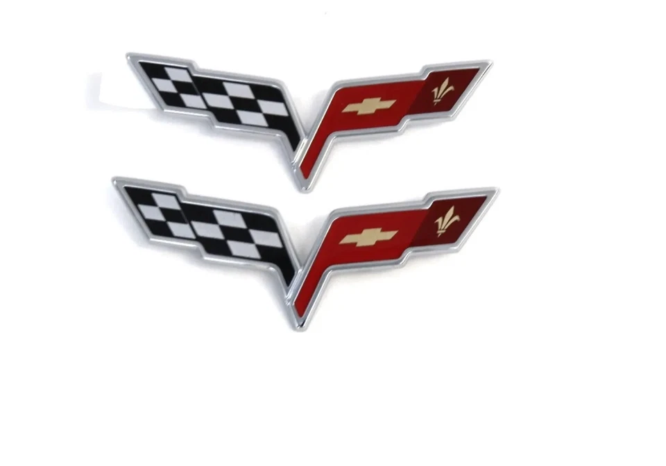 Chevrolet Corvette C6 2005-2013 emblemas delanteros y traseros banderas cruzadas cromadas OEM GM Foto 1 de 1