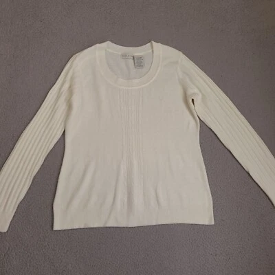 White Stag Sweater Womens XL Winter White Ribbed Sleeve Trim Long Sleeve - Image 1 of 4