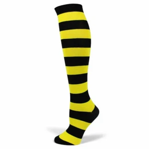 PolyMedea Women's Halloween costume Black/Yellow  Stripe Knee High Socks PM006 - Picture 1 of 1
