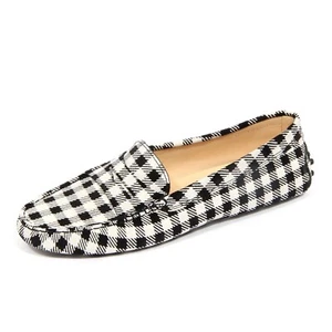 G5142 mocassino donna TOD'S black/white suede check loafer woman - Foto 1 di 4