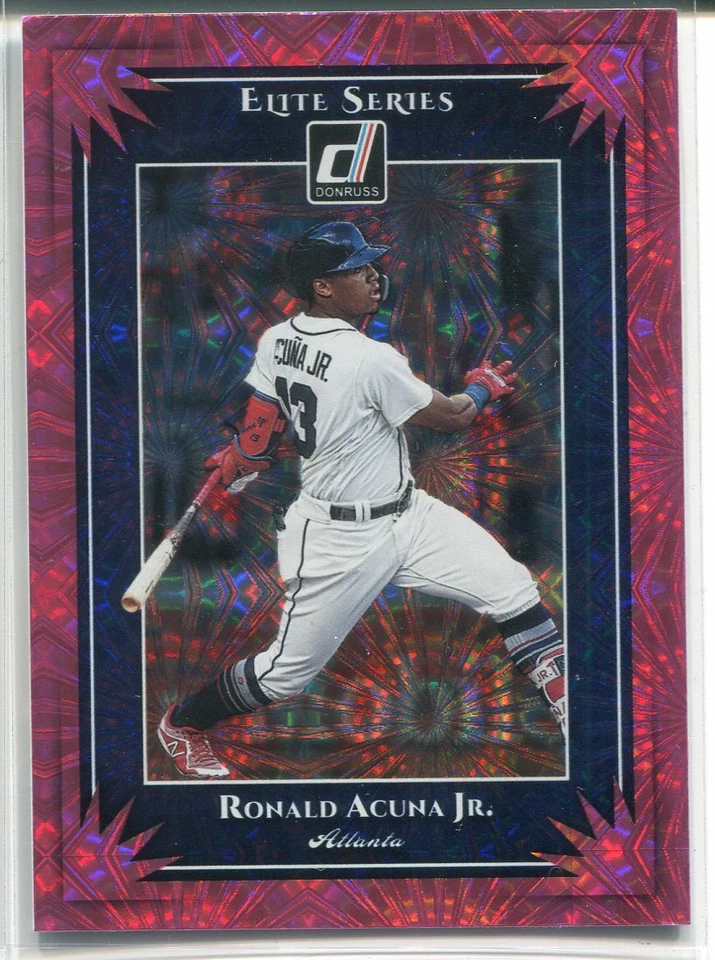 Ronald Acuna Jr. 2019 Panini Donruss Baseball Pink Firework Elite Series Card - Image 1 of 1