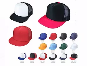 NEU Flache Rechnung leere KAPPEN 5 PANEL RETRO MÜTZEN NETZ TRUCKER DRUCKKNOPFLASCHE MÜTZE Kopf KAPPE - Bild 1 von 47