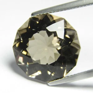 Piedra preciosa Brasil corte personalizado redondo cuarzo ahumado natural de lujo de 12,62 quilates 15,5 mm - Imagen 1 de 5