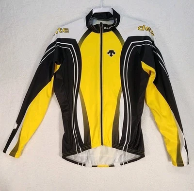 Descente Windbreaker Jacket Full Zip Cycling Shell Mesh Lined Yellow Black L - Image 1 of 4