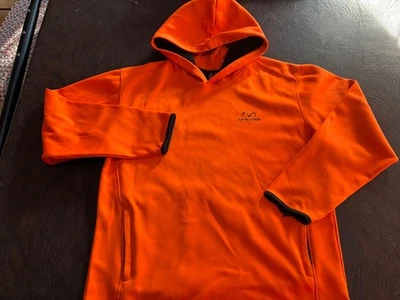 Youth XXL 18 REALTREE Hooded Sweatshirt Blaze Orange Neck Gaiter H - Image 1 of 4