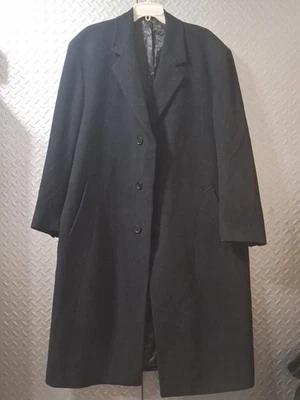 Brooks Brothers Wool Cashmere Overcoat 44R Black Three Button Mens Coat - Image 1 of 4