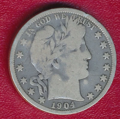 1904-O BARBER SILVER HALF DOLLAR **VERY NICE CIRCULATED GOOD** SHIPS FREE!! - Image 1 of 2
