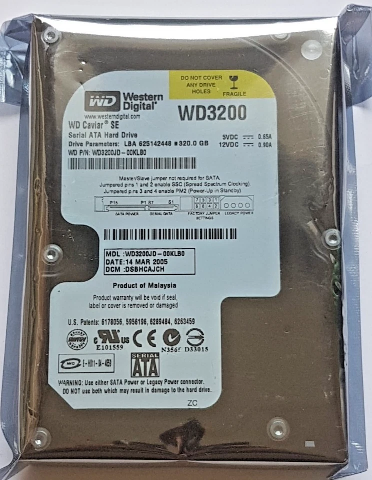 320 GB SATA Western Digital WD3200JD-00KLB0 7200rpm 8MB HDD 3.5 " Hard Drive New - Image 1 of 1