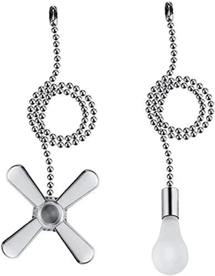Ceiling Fan Pull Chain 2-Pack 13.6in Nickel 3mm Beaded Ball Chains with Connecto - Image 1 of 4