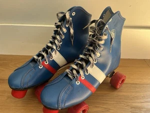 ๐ผ Vintage Official Roller Derby Skates in Blue - Urethane Wheels - Size 7 - Picture 1 of 8