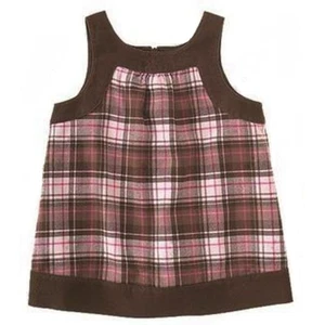 Gymboree pink chocolate brown plaid flannel layering tank top shirt tunic 4 4T - Picture 1 of 2