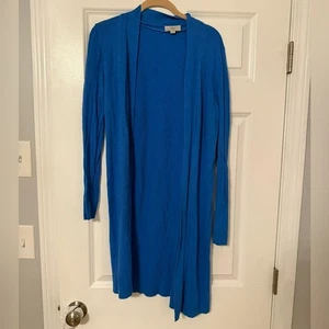 Loft Outlet | Blue Long Textured Open Cardigan | Size M - Picture 1 of 6