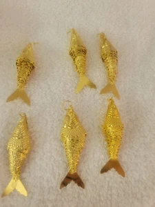 6er Set Vintage Gelenk Fisch Charm Anhänger Goldfarben - Bild 1 von 1