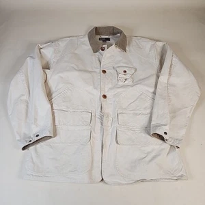 VTG POLO RALPH LAUREN Cream Waxed Cotton Field Jacket Chore Coat Men's XL Rare - Picture 1 of 8