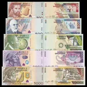 Set completo Cartamoneta Albania, Banconote: 200, 500, 1000, 2000, 5000 leke. UNC - Foto 1 di 1
