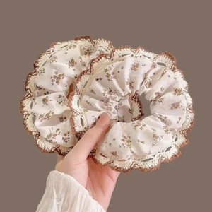 Lace Oversized Scrunchies Women Elastic Hair Bands Floral Casual Party Headwear - Picture 1 of 9