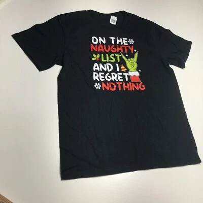"On The Naughty List And I Regret Nothing" Funny Christmas T-Shirt Youth Size 12 - Image 1 of 4