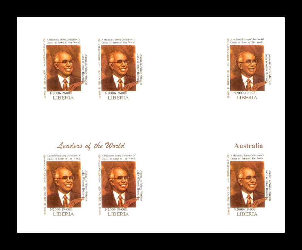 Liberia 1999 Australia Primer Ministro John Winston Howard Imperf Bloque MNH (BR) Foto 1 de 1