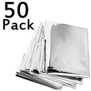50 Pack Emergency Mylar Thermal Blankets, Individually Sealed, 52" x 82" - Picture 1 of 6