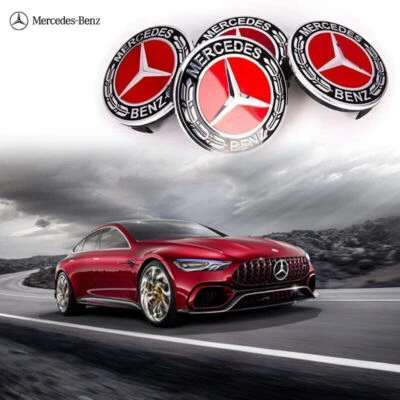 75 мм классический красный обод колеса крышка ступицы колпаки эмблема значок 4шт - Изображение 1 из 3