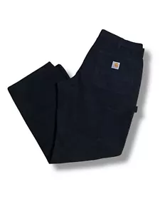 Salopette Carhartt B01 BLK doppio ginocchio jeans anatra 36X30 nero lavoro invecchiato dissolvenza - Foto 1 di 3