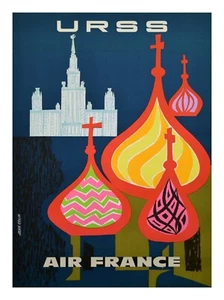 Vintage France French Travel Poster Print AIR FRANCE to URSS USSR 18x24" - Picture 1 of 1