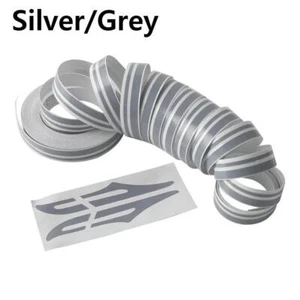 Twin Silver/Grey Styling Car Van Go Faster Stripe Coach Pin Trim Line Vinyl Tape - Picture 1 of 2