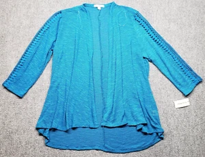 Studio Works Sweater Womens XL Ocean Blue Cardigan Polyester Long Sleeve New - Picture 1 of 9