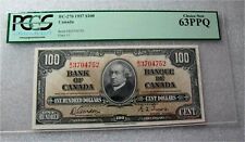 1937 CANADA BANK OF CANADA $100 GORDON / TOWERS BC-27b  PCGS 63 