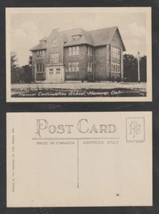 Postal de Hanover Ontario Escuela de Continuación de Hannover Condado Gris Sin Usar - Imagen 1 de 3