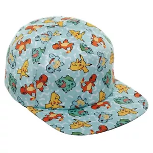 Pokemon All Over Print Snapback Cap Hat Squirtle Pikachu Charmander Bulbasaur - Picture 1 of 5