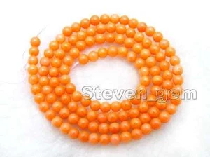 "Cuentas sueltas redondas de coral natural de 3-4 mm naranja para hacer joyas hágalo usted mismo hebras 15" - Imagen 1 de 5