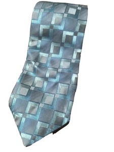 Crazy Horse Blue And Turquoise Geometric Tie 100% Silk - Picture 1 of 3
